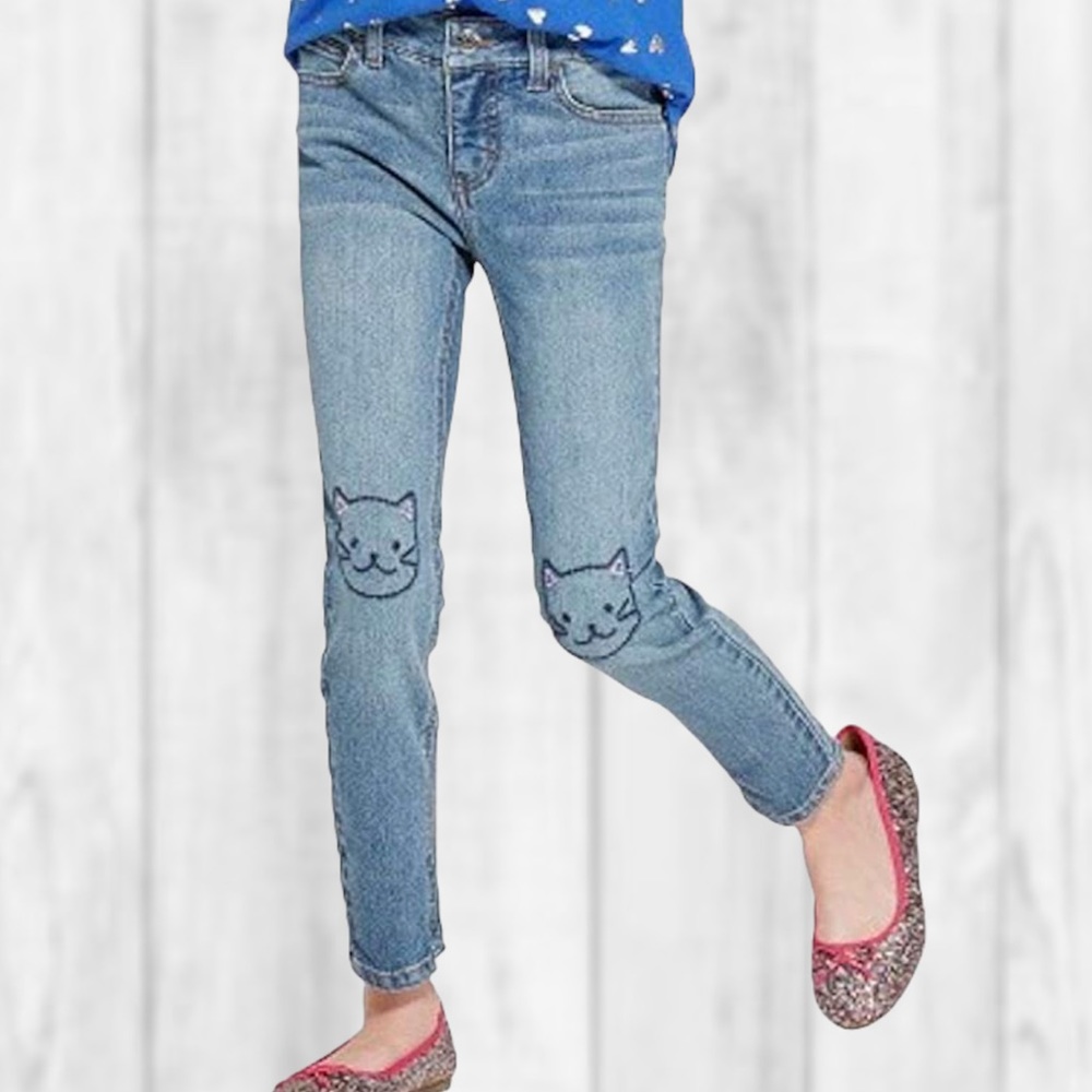 Cat & Jack Super Skinny Embroidered Kitten Jeans (Girls 5)